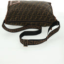 FENDI Zucca Canvas Shoulder Bag Brown Black Auth 160218-8