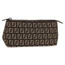 FENDI Zucchino Canvas Pouch Brown Auth 160221V-1