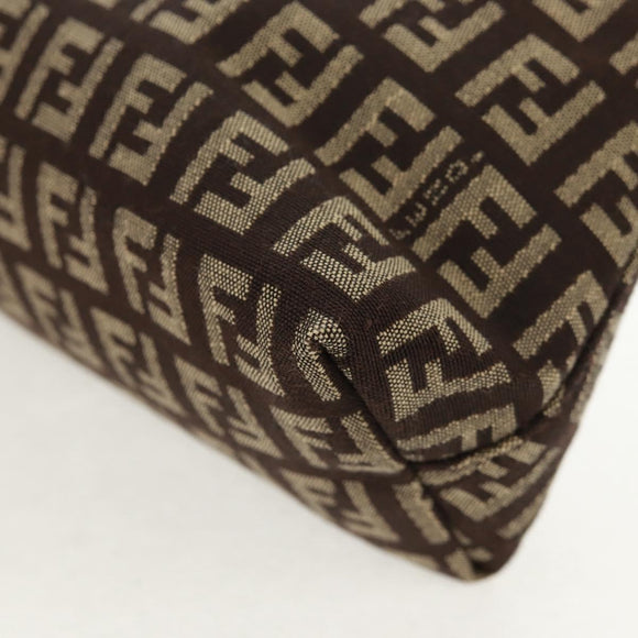 FENDI Zucchino Canvas Pouch Brown Auth 160221V