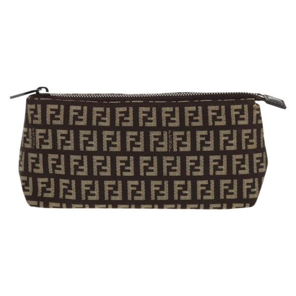 FENDI Zucchino Canvas Pouch Brown Auth 160221V