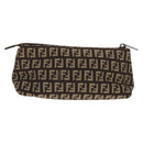 FENDI Zucchino Canvas Pouch Brown Auth 160221V-2