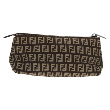 FENDI Zucchino Canvas Pouch Brown Auth 160221V - 0