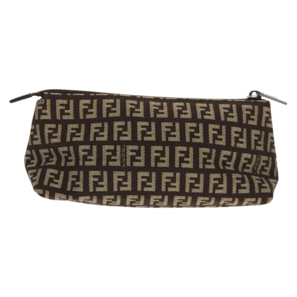 FENDI Zucchino Canvas Pouch Brown Auth 160221V