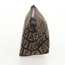 FENDI Zucchino Canvas Pouch Brown Auth 160221V-3