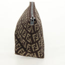 FENDI Zucchino Canvas Pouch Brown Auth 160221V-4