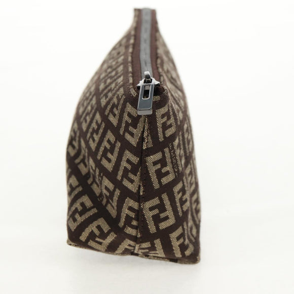 FENDI Zucchino Canvas Pouch Brown Auth 160221V