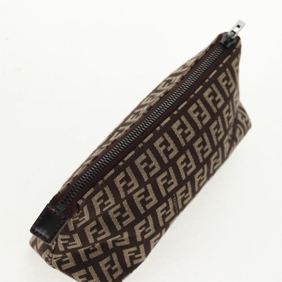 FENDI Zucchino Canvas Pouch Brown Auth 160221V