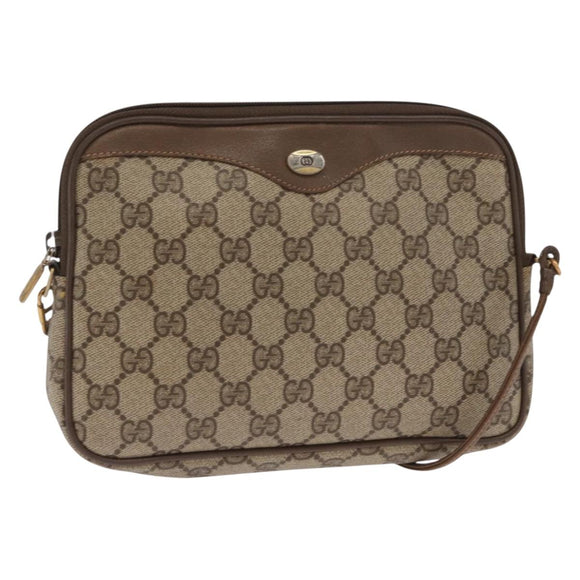 GUCCI GG Supreme Shoulder Bag PVC Beige Gold 97 02 068 Auth 160230