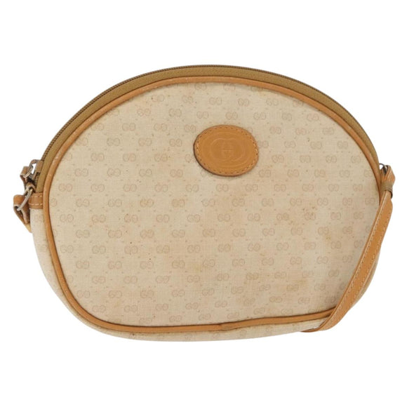 GUCCI Micro GG Supreme Shoulder Bag PVC Cream Gold Auth 160231