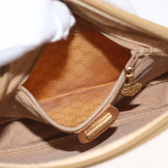 GUCCI Micro GG Supreme Shoulder Bag PVC Cream Gold Auth 160231