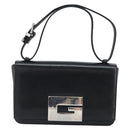 GUCCI Shoulder Bag Leather Black Silver 001 3111 Auth 160232-13