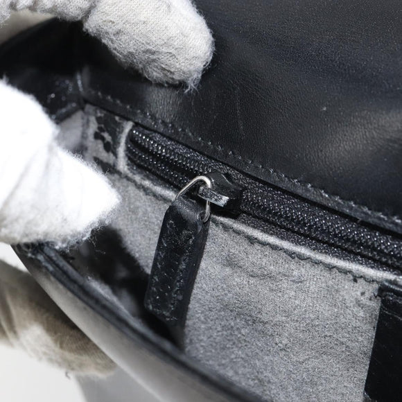 GUCCI Shoulder Bag Leather Black Silver 001 3111 Auth 160232