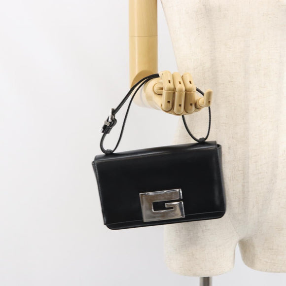 GUCCI Shoulder Bag Leather Black Silver 001 3111 Auth 160232