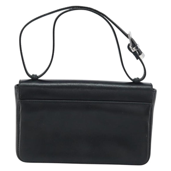 GUCCI Shoulder Bag Leather Black Silver 001 3111 Auth 160232