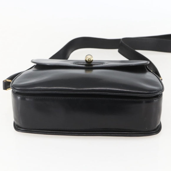 GUCCI Shoulder Bag Leather Black Gold 001 4214 Auth 160233