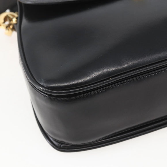 GUCCI Shoulder Bag Leather Black Gold 001 4214 Auth 160233