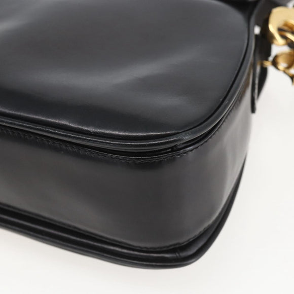 GUCCI Shoulder Bag Leather Black Gold 001 4214 Auth 160233