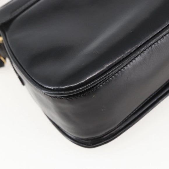 GUCCI Shoulder Bag Leather Black Gold 001 4214 Auth 160233