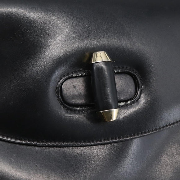 GUCCI Shoulder Bag Leather Black Gold 001 4214 Auth 160233