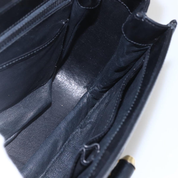 GUCCI Shoulder Bag Leather Black Gold 001 4214 Auth 160233