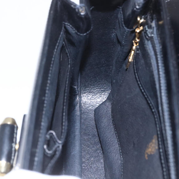 GUCCI Shoulder Bag Leather Black Gold 001 4214 Auth 160233