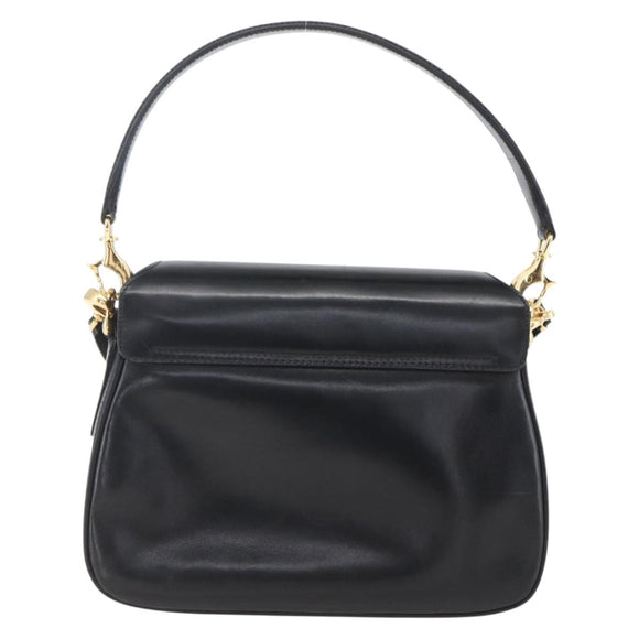 GUCCI Shoulder Bag Leather Black Gold 001 4214 Auth 160233