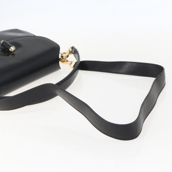 GUCCI Shoulder Bag Leather Black Gold 001 4214 Auth 160233