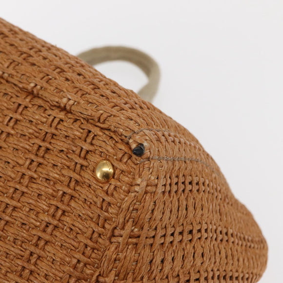 PRADA Canapa GM Hand Bag Raffia Canvas Brown Gold Auth 160234