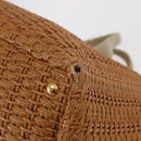 PRADA Canapa GM Hand Bag Raffia Canvas Brown Gold Auth 160234-13
