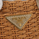 PRADA Canapa GM Hand Bag Raffia Canvas Brown Gold Auth 160234-14