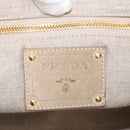 PRADA Canapa GM Hand Bag Raffia Canvas Brown Gold Auth 160234-15