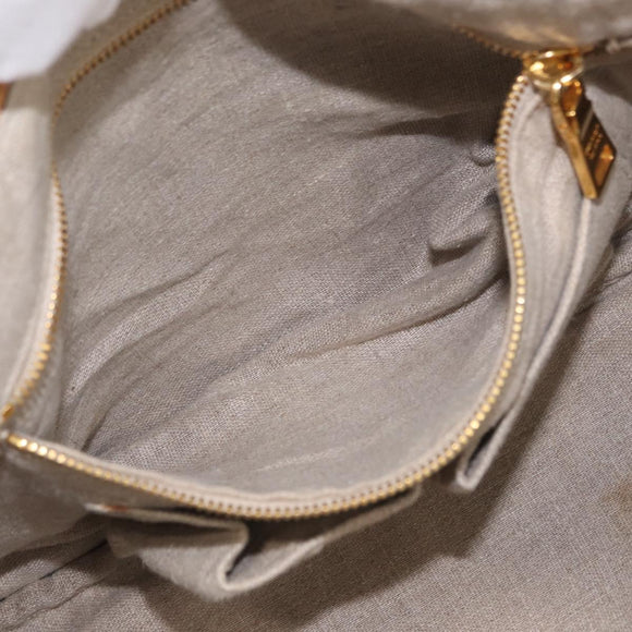 PRADA Canapa GM Hand Bag Raffia Canvas Brown Gold Auth 160234