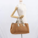 PRADA Canapa GM Hand Bag Raffia Canvas Brown Gold Auth 160234-24