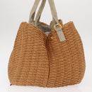 PRADA Canapa GM Hand Bag Raffia Canvas Brown Gold Auth 160234-5