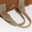 PRADA Canapa GM Hand Bag Raffia Canvas Brown Gold Auth 160234-7