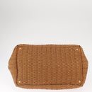 PRADA Canapa GM Hand Bag Raffia Canvas Brown Gold Auth 160234-9