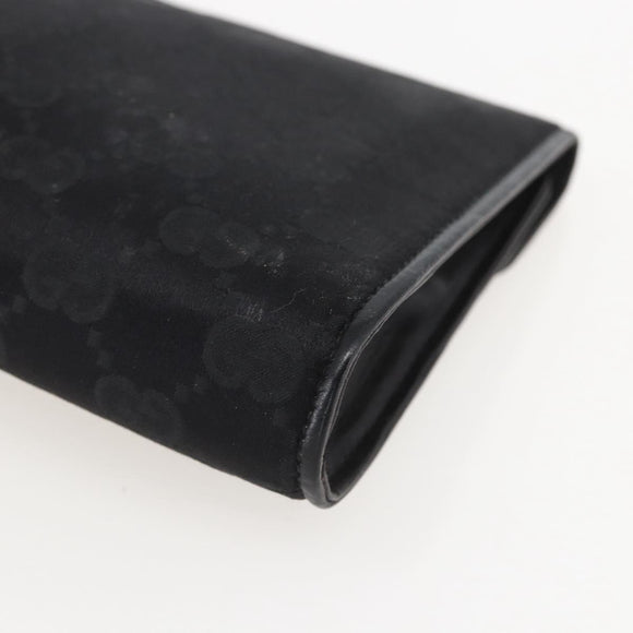 GUCCI GG Canvas Accessory Pouch Black Gold Auth 160238