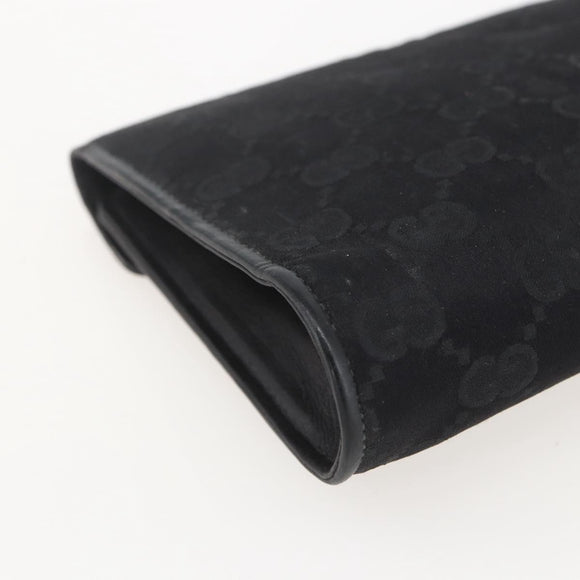 GUCCI GG Canvas Accessory Pouch Black Gold Auth 160238