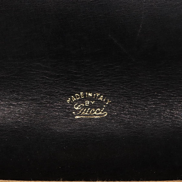 GUCCI GG Canvas Accessory Pouch Black Gold Auth 160238