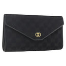 GUCCI GG Canvas Accessory Pouch Black Gold Auth 160238-1