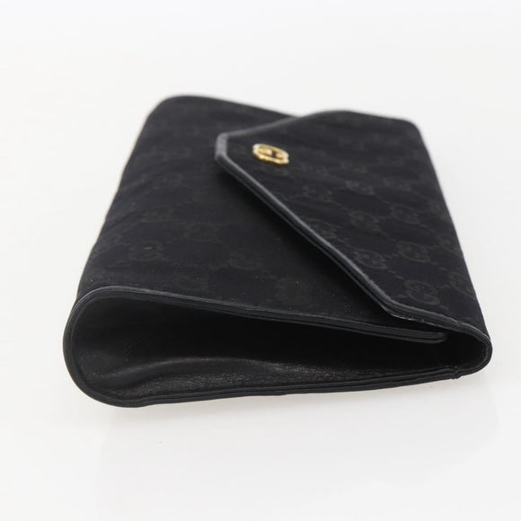 GUCCI GG Canvas Accessory Pouch Black Gold Auth 160238