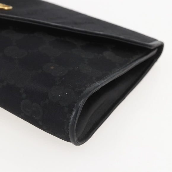 GUCCI GG Canvas Accessory Pouch Black Gold Auth 160238