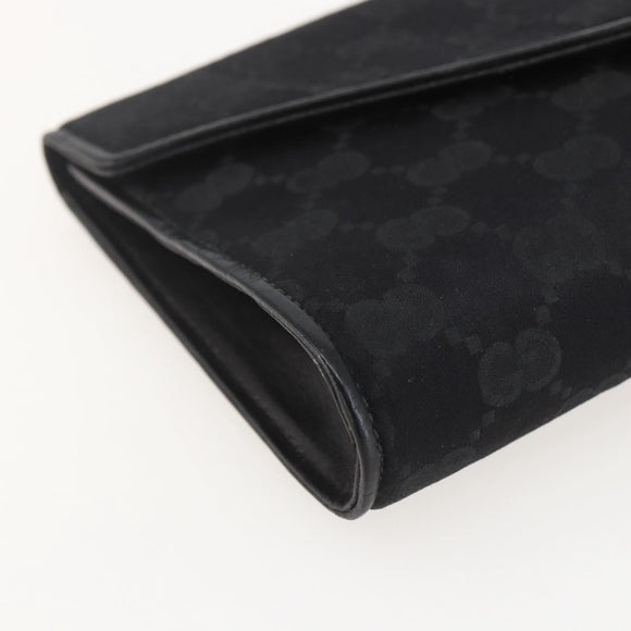 GUCCI GG Canvas Accessory Pouch Black Gold Auth 160238