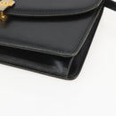 CELINE Shoulder Bag Leather Black Gold Auth 160240-9