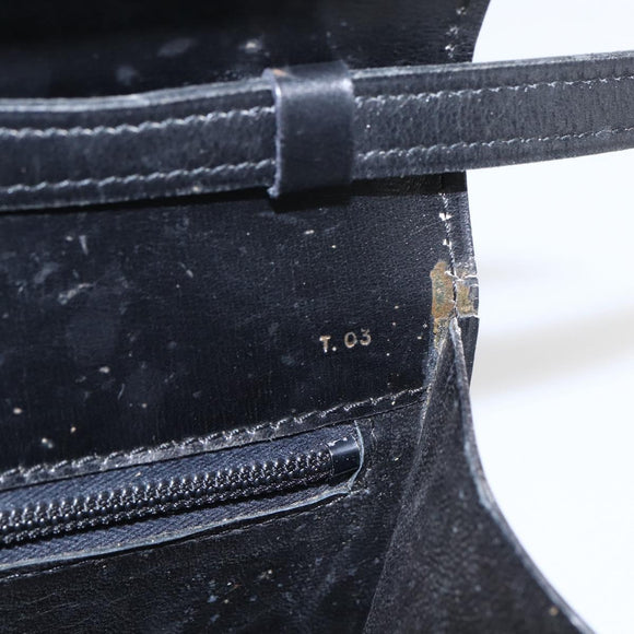 CELINE Shoulder Bag Leather Black Gold Auth 160240