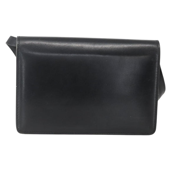 CELINE Shoulder Bag Leather Black Gold Auth 160240