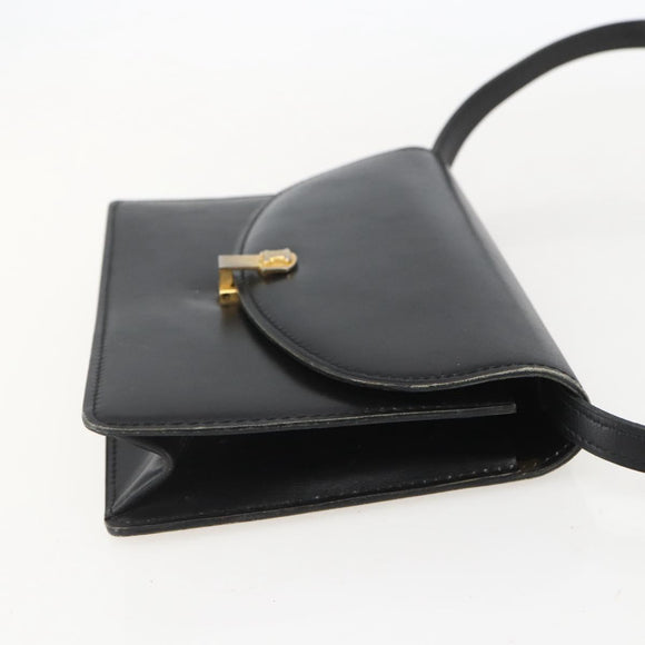 CELINE Shoulder Bag Leather Black Gold Auth 160240