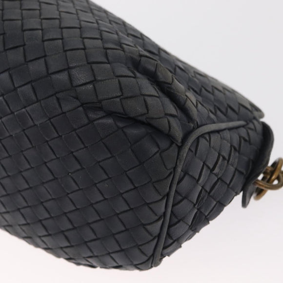 BOTTEGA VENETA INTRECCIATO Shoulder Bag Leather Outlet Navy Auth 160241A