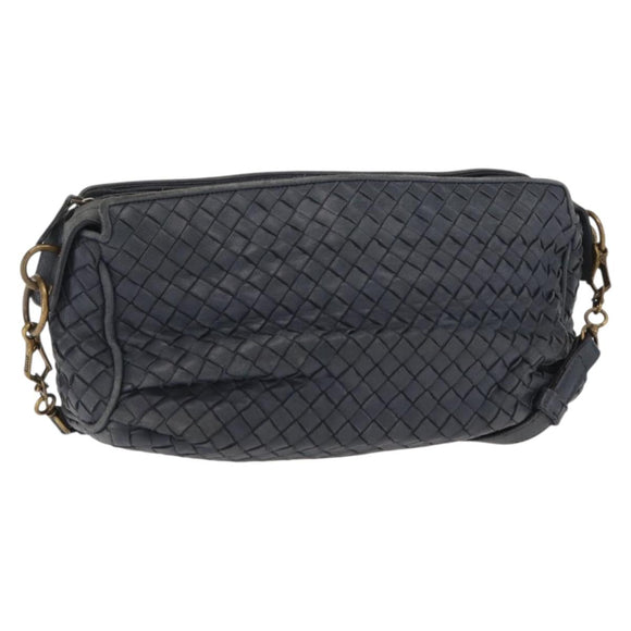 BOTTEGA VENETA INTRECCIATO Shoulder Bag Leather Outlet Navy Auth 160241A