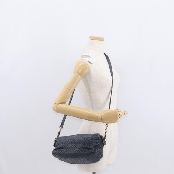 BOTTEGA VENETA INTRECCIATO Shoulder Bag Leather Outlet Navy Auth 160241A